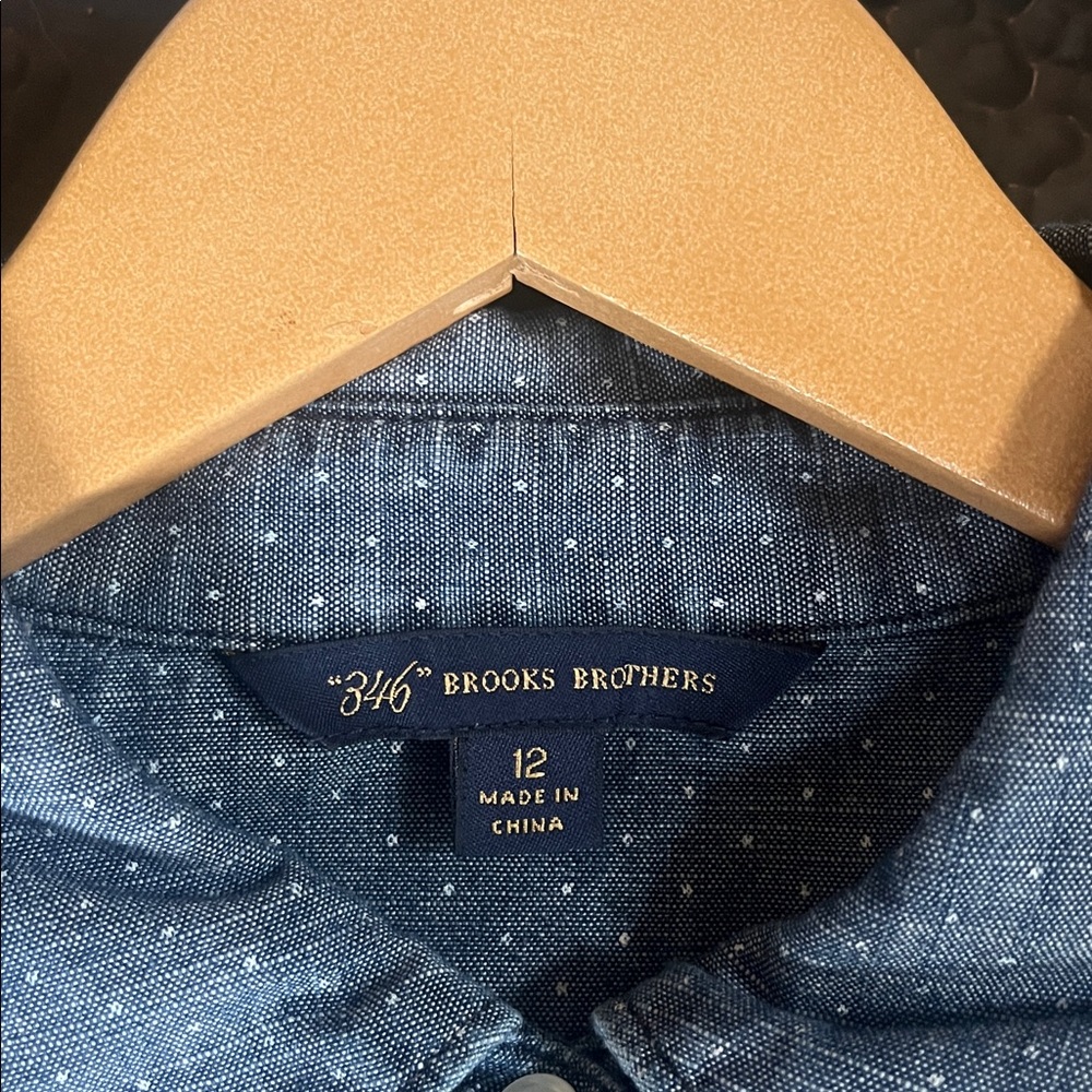 Brooks Brothers Navy Polka Dot Shirt - Picture 3 of 4